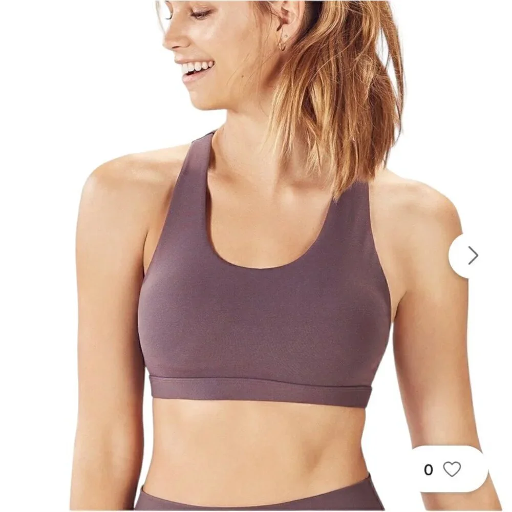 Fabletics Sports Bra Burgundy Mauve Strappy Racer Back, Small